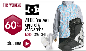 DC Footwear, Accessories, Snowboards and Apparel - 60% off All Styles This Weekend! 