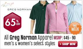 Greg Norman Apparel - Men's and Women's All Styles 65% off This Week! 