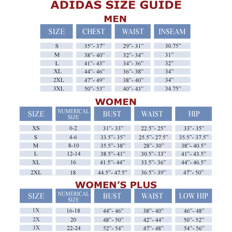 Adidas Track Pants Size Chart