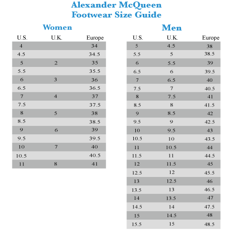 alexander mcqueen shirt size guide