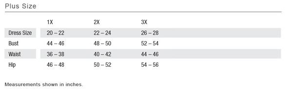 Carole Hochman Size Chart