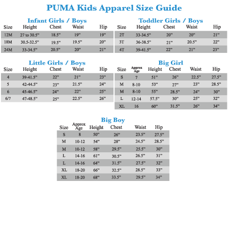 puma kids puma 174 48 raglan v neck little kids at 6pm puma toddler size chart