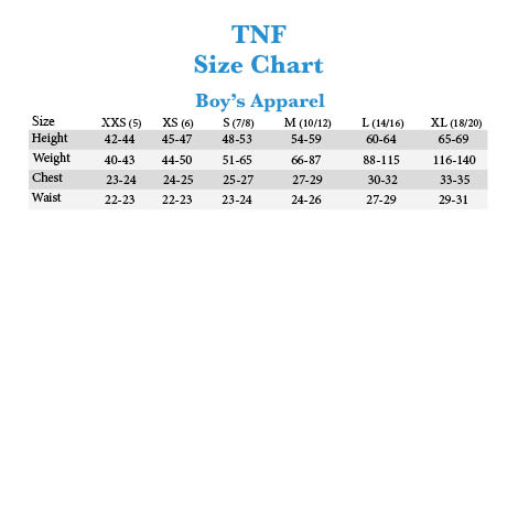 North Face Youth Medium Size Chart