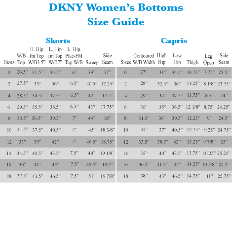 Dkny Intimates Size Chart