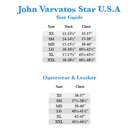 John Varvatos Size Chart Jackets