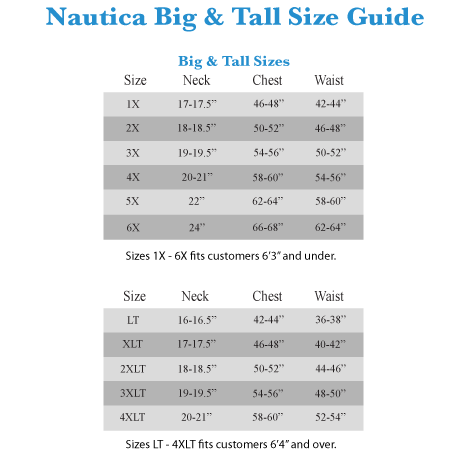 Nautica Sleepwear Size Chart