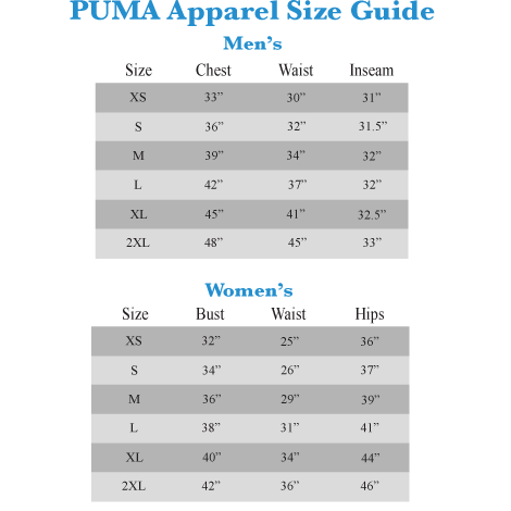 puma measurement chart