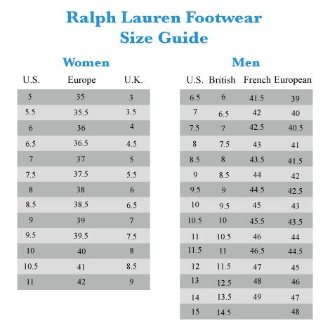 polo ralph lauren jacket size chart