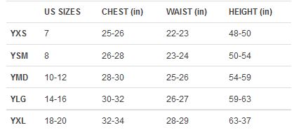 Under Armour Clothing Size Chart