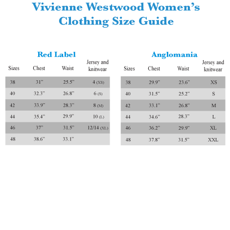 Vivienne Westwood Jeans Size Chart