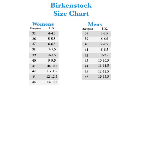betula birkenstock size chart