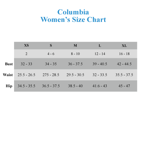 Columbia Winter Coat Size Chart