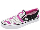 Vans - Classic Slip-On ((Word Chex) Black/Super Pink) - Footwear