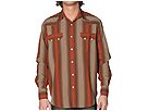 Lucky Brand - Long Sleeve Sawtooth Western Hatch Stripe (Brown/Orange Multi) - Apparel by lucky brand (clothing mens clothing shirts long sleeve)
