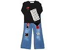 Greggy Girl 2 PC Denim Set Big Black TopBlue Denim Jeans Apparel
