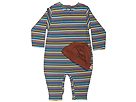 Zutano Kids - 2 Piece Set-Twilight Stripe Coverall/Solid Hat (Infant) (Pagoda/Chocolate) - Apparel