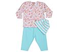 Zutano Kids - 3 Piece Set-Hearts L/S Tee/Solid Leggings/Stripe Hat (Infant) (White/Aqua) - Apparel