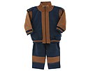 rabbit moon Kids - Baseball Style Lined Fleece Jacket/Navy Fleece Pant/Navy Fleece Baseball Cap (Infant) (Navy/Brown) - Apparel by rabbit moon kids (kids kids clothing boys clothing infant clothing 0 24 mos sweater zip up)