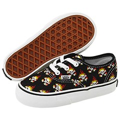 Vans Kids Authentic InfantToddler Multi Skull on Fire BlackHigh Risk Red Footwear