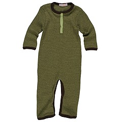 Bees and Dragons LS Stripe Romper Infant Green Stripe Apparel