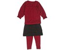 Kea Joby 3 Piece Set Shirred Long SleevePocket SkirtLeggings InfantToddler CranberryChocolate Apparel