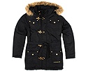 Calvin Klein Kids Hooded Jacket w Faux Fur Trim and Belt Big Kids Black Night Apparel
