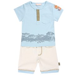 Bees and Dragons Explorer SS Tee WPants Infant BlueWhite Apparel