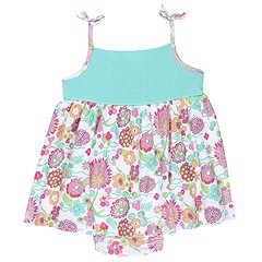 Bees and Dragons Fleur de Paradis Dress w Diaper Cover Infant TurquoiseFlower Print Apparel