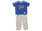 le top 2 PC Set Racer Knit Shirt Woven Pants ToddlerLittle OrangeBlueBeige Apparel