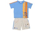 le top 2 PC Set Racer Shirt Shorts InfantToddler OrangeBlueBeige Apparel