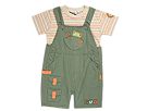 le top 2 PC Set Rainforest Stripe Shirt Shortall Infant GreenBeige Apparel