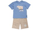le top 2 PC Set Farm Friends Shirt Shorts Infant BlueBrown Apparel