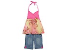 Bubble Shorts - cachcach - Halter Bubble w/ Bermuda (Toddler/Little Kids) (Pink Floral/Denim) - Apparel