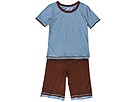 Kea Joby Back Pocket Bermuda Short w Basic Boy Tee InfantToddler BrownHeather Blue Apparel