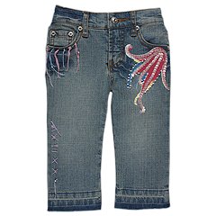 Hannah Banana Candy Lane Denim Print Capri Little KidsBig Kids Denim Apparel