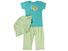 Best of Chums Chums Takealong 3 PC Set Fish SS Shirt Crop Pants Brim Hat Infant TurqCucumber Apparel