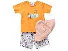 Zutano Brick Mortar SS Tee w Shorts Sunhat Infant OrangeGrey Apparel