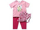 Zutano Flower Time Screen Tee w Solid Leggings And Stripe Sunhat Infant PinkFuchsia Apparel