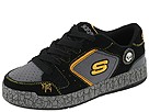 SKECHERS KIDS - Nollies - Kingpin (Toddler/Youth) (Black Suede/Charcoal &amp; Gold Trim) - Footwear
