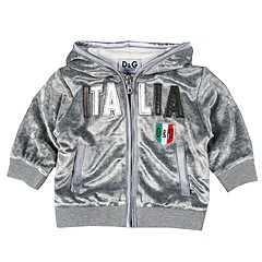 DG Dolce Gabbana Junior Chenille Italia Hooded Sweatshirt Infant Grey Apparel