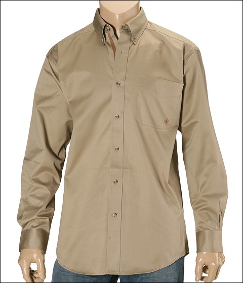 UPC 751702761521 product image for Ariat - Solid Twill Shirt (Khaki) Men's Long Sleeve Button Up | upcitemdb.com