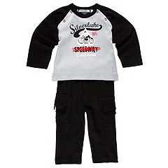 Bees and Dragons Motor Bike 2 Piece Set Infant Grey Apparel