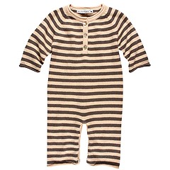 Bees and Dragons Cashmere Coverall Infant Grey Natural Stripe Apparel