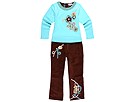 Beetlejuice London Teal Brown Embroidered Pants with Floral Top ToddlerLittle ChocolateAqua Apparel