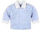 Tutto Piccolo Button Up Shirt with Contrast Collar and Cuffs Infant Blue Apparel