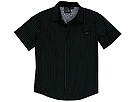 Volcom Kids - XYZ Stripe S/S Woven Youth (Big Kids) (Black Green) - Apparel