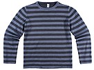 Petit Bateau - Mariniere Stripe - Solid Reversible Long Sleeve Crew (Toddler/Little Kids) (Charcoal/Steel Blue/Charcoal) - Apparel