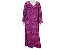 Plus Size Clothing,  Plus Size Womens Clothing BedHead - Plus Size Long Caftan - Sateen (Magenta Ming Sateen) - Apparel plus size sleepwear,  plus size sleep,  plus size nightgowns,  plus size pajamas,  