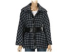 Steve Madden - Swing Coat W Pu Belt (Grey/Navy Houndstooth) - 
Apparel