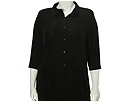 Vikki Vi Apparel - Plus Size 3/4 Sleeve Button Front Shirt (Black) - Apparel